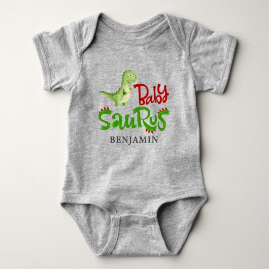 Jurassic Dinosaur Personalisiert Baby Saurus Baby Strampler (Vorderseite)