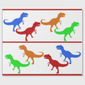 Jurassic Dinosaur T-Rex-Silhouetten Geschenkpapier (Flach)