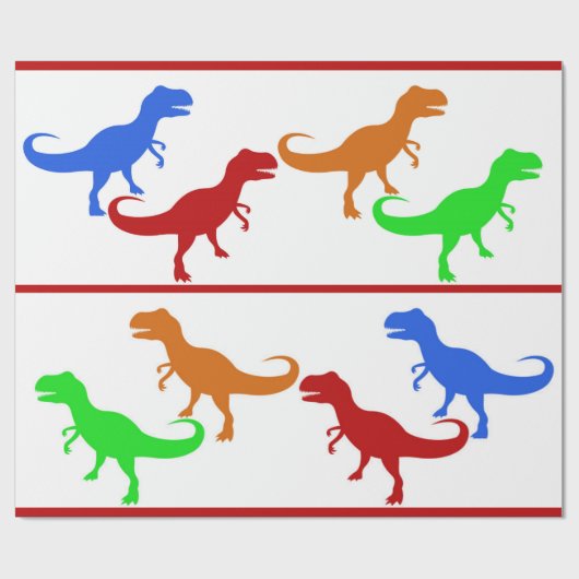 Jurassic Dinosaur T-Rex-Silhouetten Geschenkpapier (Flach)