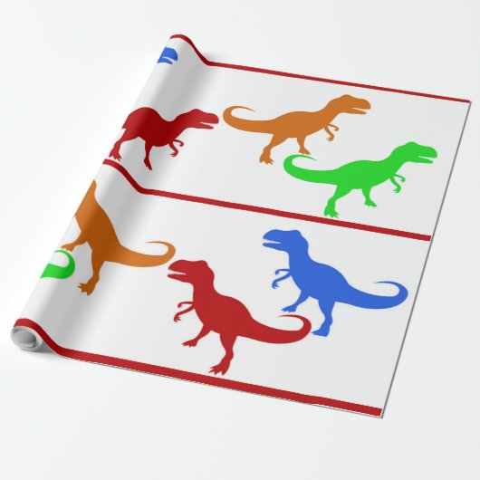 Jurassic Dinosaur T-Rex-Silhouetten Geschenkpapier (Ungerollt)