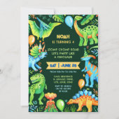 Jurassic Dinosaurier Stomp Chomp und Roar Boy Einladung (Vorderseite)