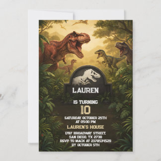 Jurassic-Dinosaurier-T-Rex-Dschungel-Kinder-10. Ge Einladung
