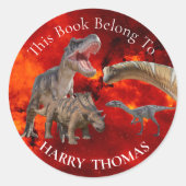 Jurassic Fire World Dinosaurier BOOK Runder Aufkleber (Vorderseite)