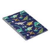Jurassic Green BLUE Dinosaurier Muster mit Kid Nam Notizblock (Rechte Seite)