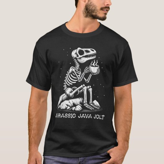 Jurassic Java Jolt Coffee Lover Skeleton Fun Dinos T-Shirt (Vorderseite)