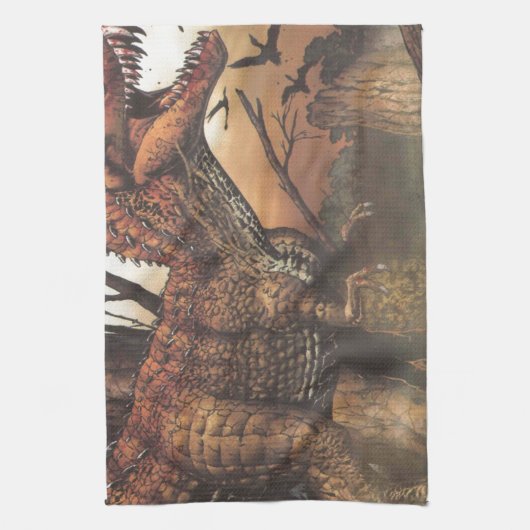 Jurassic Journey: Dinosaurier in seinem natürliche Küchentuch (Vertikal)