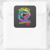 Jurassic Joy: Dancing Dinosaurier Quadratischer Aufkleber (Tasche)
