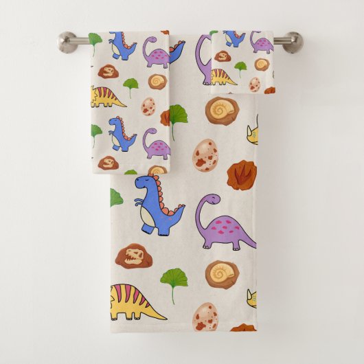 Jurassic Joy Dinosaurs Bath Towel Set (Insitu)