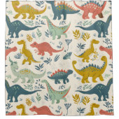 Jurassic Joy: Playful Dinosaur Pattern Duschvorhang (Vorderseite)
