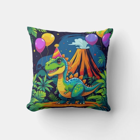 Jurassic Jungle Birthday Pillow Kissen (Vorderseite)