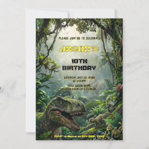 Jurassic Jungle T-Rex Welt-Abenteuer-Geburtstag Einladung