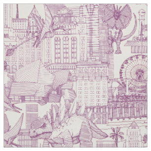 Jurassic LA toile lila Perle Stoff