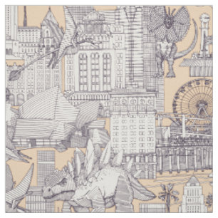 Jurassic LA toile Maulbeersand Stoff
