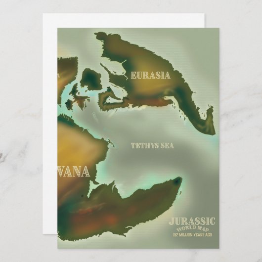 Jurassic Map Vintage Reiseplakat. (Vorne/Hinten)