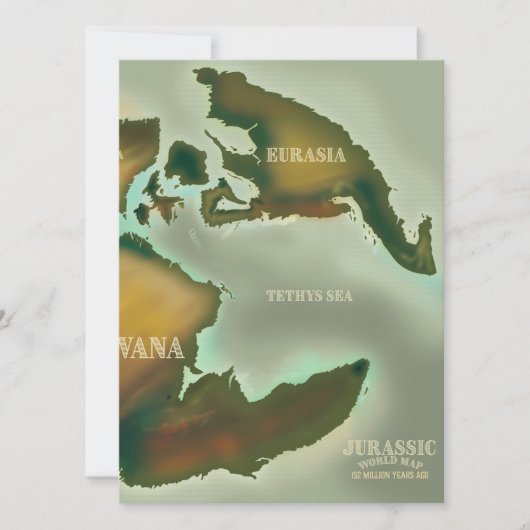 Jurassic Map Vintage Reiseplakat. (Vorderseite)