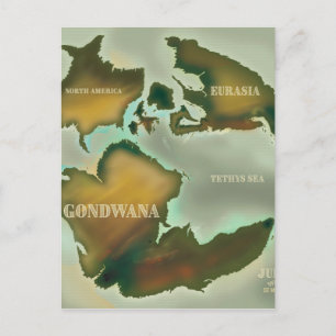 Jurassic Map Vintage Reiseplakat. Postkarte