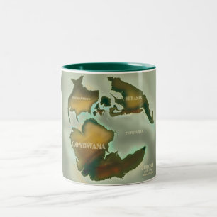 Jurassic Map Vintage Reiseplakat. Zweifarbige Tasse