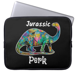 Jurassic Perk Colorful Dinosaur Black Laptopschutzhülle