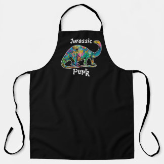 Jurassic Perk Colorful Dinosaur Black Schürze