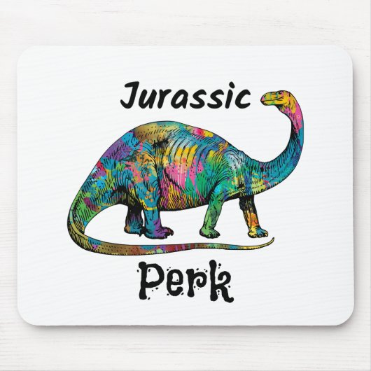 Jurassic Perk Colorful Dinosaur White Mousepad (Vorne)
