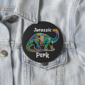 Jurassic Perk Farbiger Dinosaurier Schwarz Button (Beispiel)