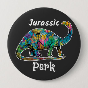 Jurassic Perk Farbiger Dinosaurier Schwarz Button