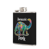 Jurassic Perk Farbiger Dinosaurier Schwarz Flachmann (Links)