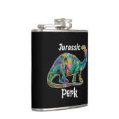 Jurassic Perk Farbiger Dinosaurier Schwarz Flachmann (Rechts)