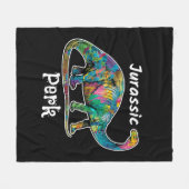 Jurassic Perk Farbiger Dinosaurier Schwarz Fleecedecke (Vorderseite (Horizontal))