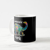 Jurassic Perk Farbiger Dinosaurier Schwarz Kaffeetasse (Vorderseite Links)