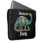 Jurassic Perk Farbiger Dinosaurier Schwarz Laptopschutzhülle (Vorne Rechts)
