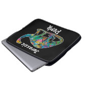 Jurassic Perk Farbiger Dinosaurier Schwarz Laptopschutzhülle (Vorne Knopf)