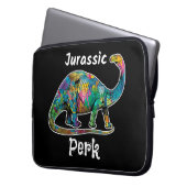 Jurassic Perk Farbiger Dinosaurier Schwarz Laptopschutzhülle (Vorderseite Links)