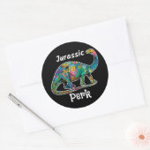 Jurassic Perk Farbiger Dinosaurier Schwarz Runder Aufkleber (Umschlag)