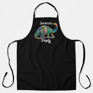 Jurassic Perk Farbiger Dinosaurier Schwarz Schürze