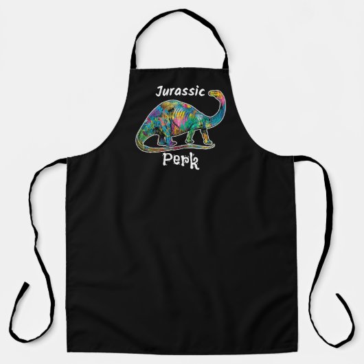 Jurassic Perk Farbiger Dinosaurier Schwarz Schürze (Vorderseite)