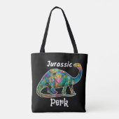 Jurassic Perk Farbiger Dinosaurier Schwarz Tasche (Rückseite)