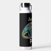 Jurassic Perk Farbiger Dinosaurier Schwarz Trinkflasche (Vorne)