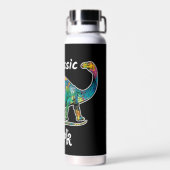 Jurassic Perk Farbiger Dinosaurier Schwarz Trinkflasche (Rückseite)