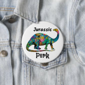 Jurassic Perk Farbiger Dinosaurier Weiß Button (Beispiel)