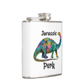Jurassic Perk Farbiger Dinosaurier Weiß Flachmann (Rechts)