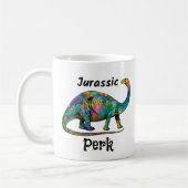 Jurassic Perk Farbiger Dinosaurier Weiß Kaffeetasse (Links)