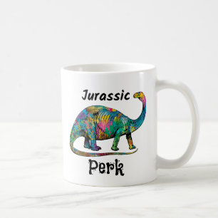 Jurassic Perk Farbiger Dinosaurier Weiß Kaffeetasse