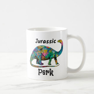 Jurassic Perk Farbiger Dinosaurier Weiß Kaffeetasse