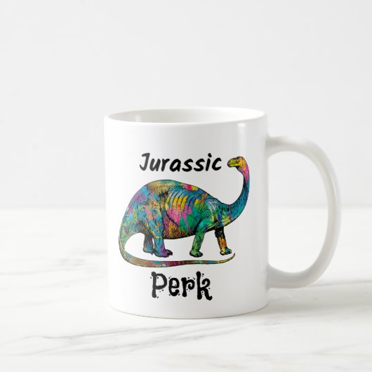Jurassic Perk Farbiger Dinosaurier Weiß Kaffeetasse (Rechts)
