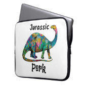 Jurassic Perk Farbiger Dinosaurier Weiß Laptopschutzhülle (Vorderseite Links)