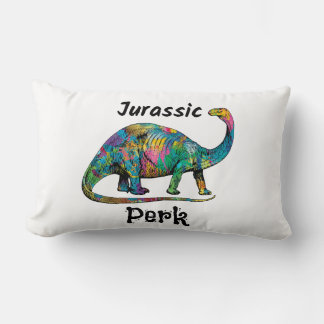 Jurassic Perk Farbiger Dinosaurier Weiß Lendenkissen