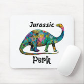 Jurassic Perk Farbiger Dinosaurier Weiß Mousepad (Mit Mouse)