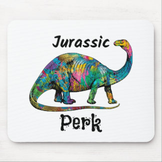 Jurassic Perk Farbiger Dinosaurier Weiß Mousepad