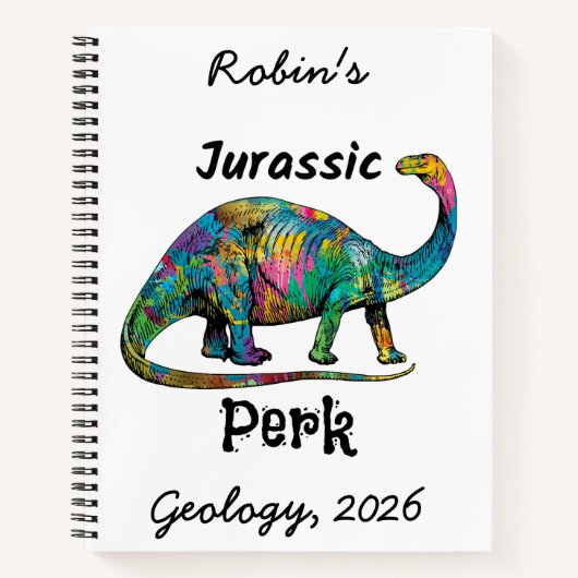Jurassic Perk Farbiger Dinosaurier Weiß Notizblock (Vorderseite)